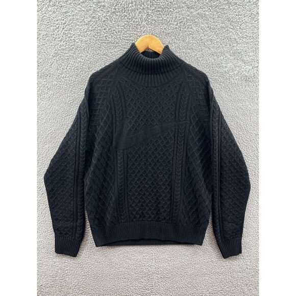 Nike Life Cable Knit Turtleneck Sweater Cargo Black FB7770-010 Men